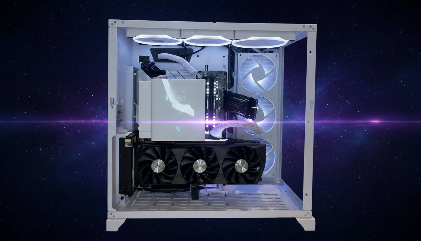 Custom PC build with RGB lighting — side view